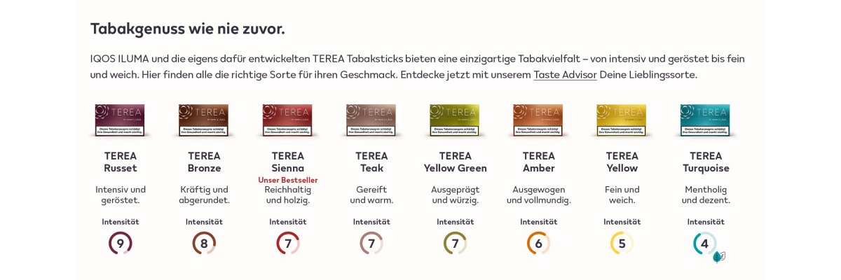 TEREA-Übersicht Geschmack - TEREA-Übersicht Geschmack 